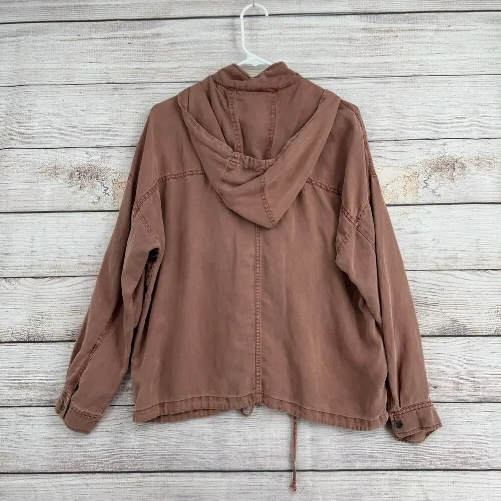 Lucky Brand Hooded Full Zip Jacket Womens Small Pink Super Soft‎